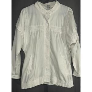 Sears White Jacket M  Snap Front | Gathered Waist | Retro